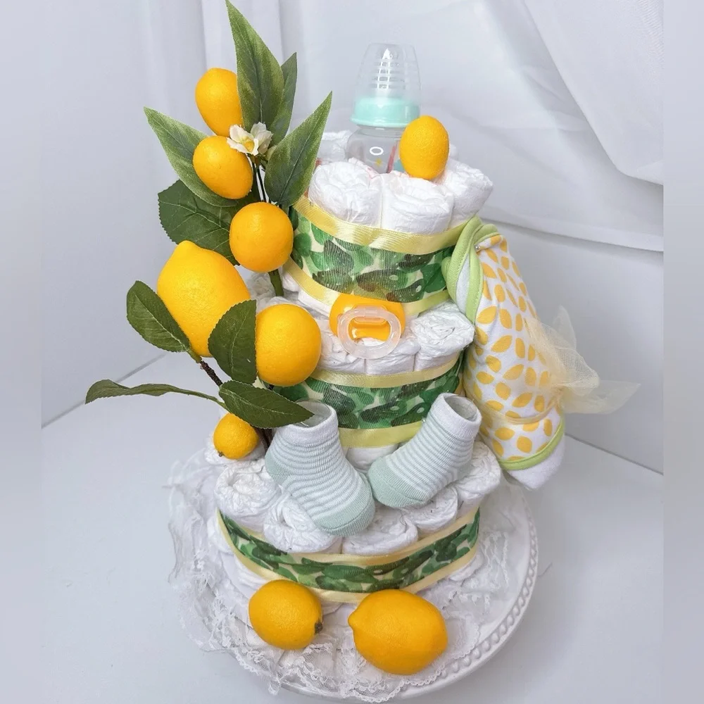 Lemon-Themed Diaper Cake